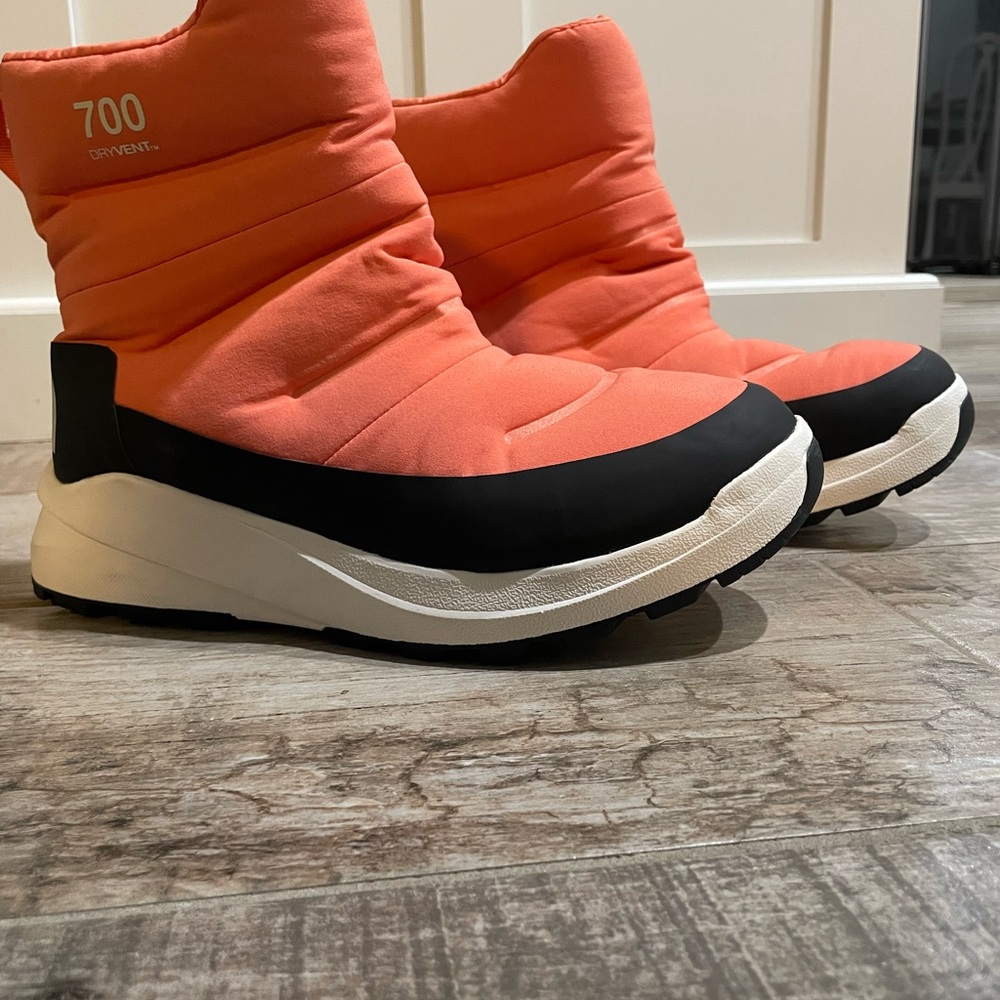 The North Face Orange and Black Winter Boots
